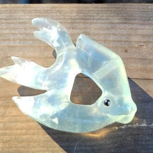 Stunning GREEN Amethyst Angel fish handcarved Crystal